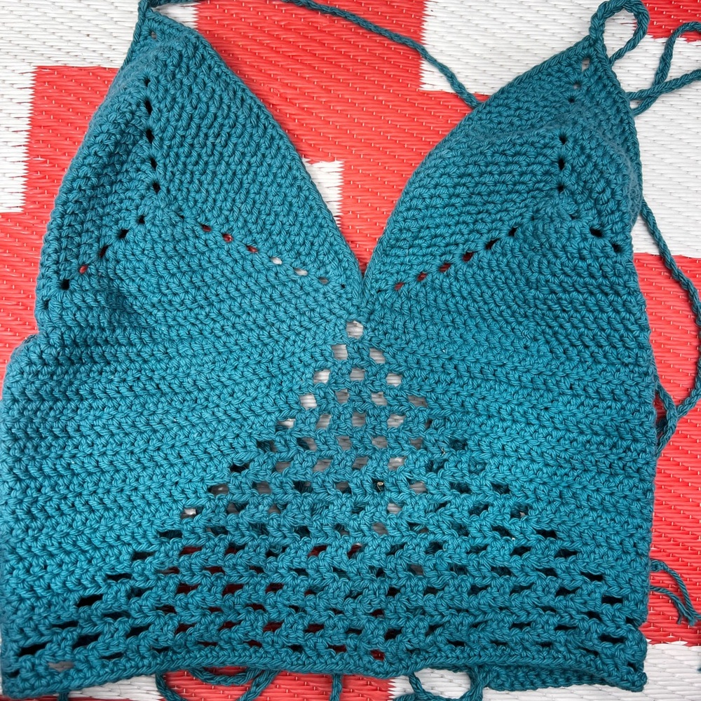 Teal Crochet Halter Top